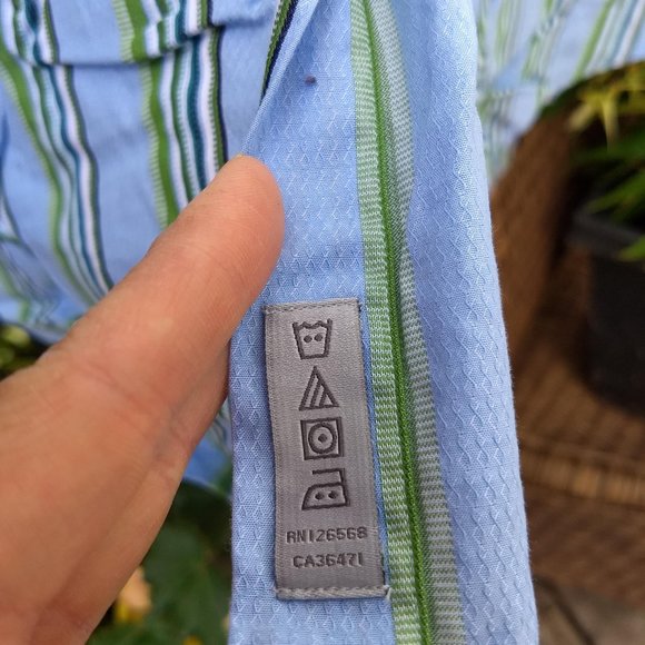 classic timeless blues green white stripe banker's dress shirt - Picture 9 of 9